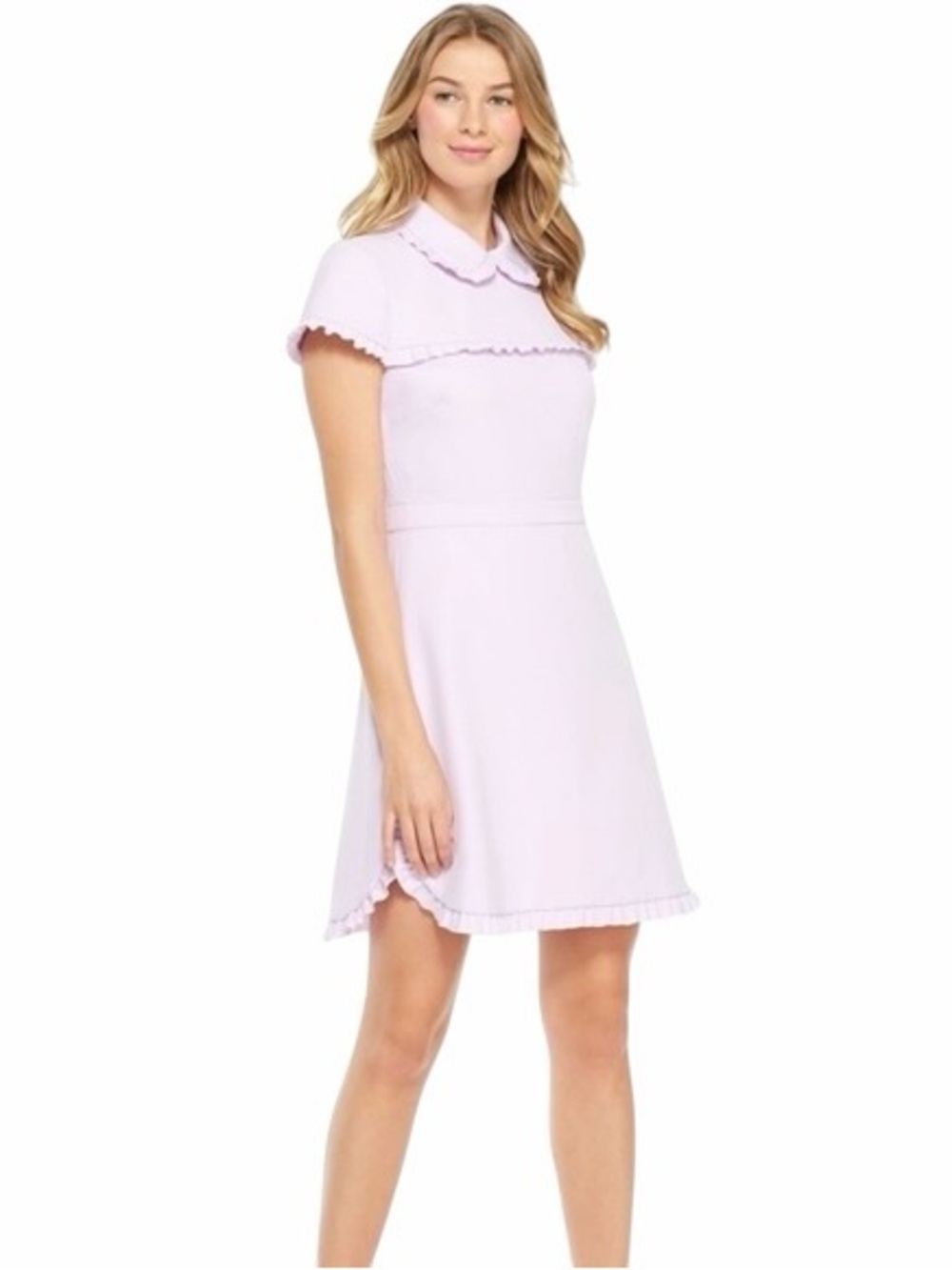 Gal Meets Glam Lilac Emma Ruffle Crepe Mini Dress Womans 8
